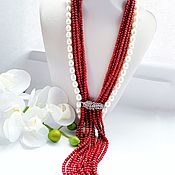 Украшения handmade. Livemaster - original item Coral necklace with pearls. Handmade.
