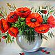 "Red poppies" oil Painting Flowers in a vase, Pictures, Moscow,  Фото №1
