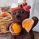 Валяная игрушка "Мишка с блинами". Войлочная игрушка. Шерстяной зоопарк (woolzooru). Ярмарка Мастеров.  Фото №4