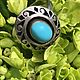 Antique ring with turquoise 925 silver, Holland, Vintage earrings, Arnhem,  Фото №1