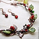 Колье из меди с бусинами Lampwork. Автор-Лидия Павликова. Бренд - Floral beauty. Страница автора:www.livemaster.ru/floralsecret