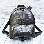 Сумки и аксессуары handmade. Livemaster - original item Backpack made of the abdominal part of genuine crocodile leather, in black.. Handmade.