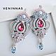 Silver soutache earrings with Swarovski crystals, Earrings, Moscow,  Фото №1