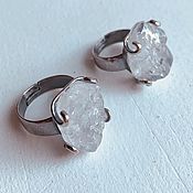 Украшения handmade. Livemaster - original item Ring with large natural rock crystal. Silver plated. Handmade.