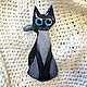 Brooch ' Gray cat with blue eyes, black, cute'. Brooches. greenfox-23. Online shopping on My Livemaster.  Фото №2