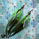 Green earrings with chalcedony and parrot feathers, 13-14 cm, Earrings, Moscow,  Фото №1