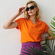 Order Loose cotton Orange jumper, basic orange T-shirt. mozaika-rus. Livemaster. . T-shirts Фото №3