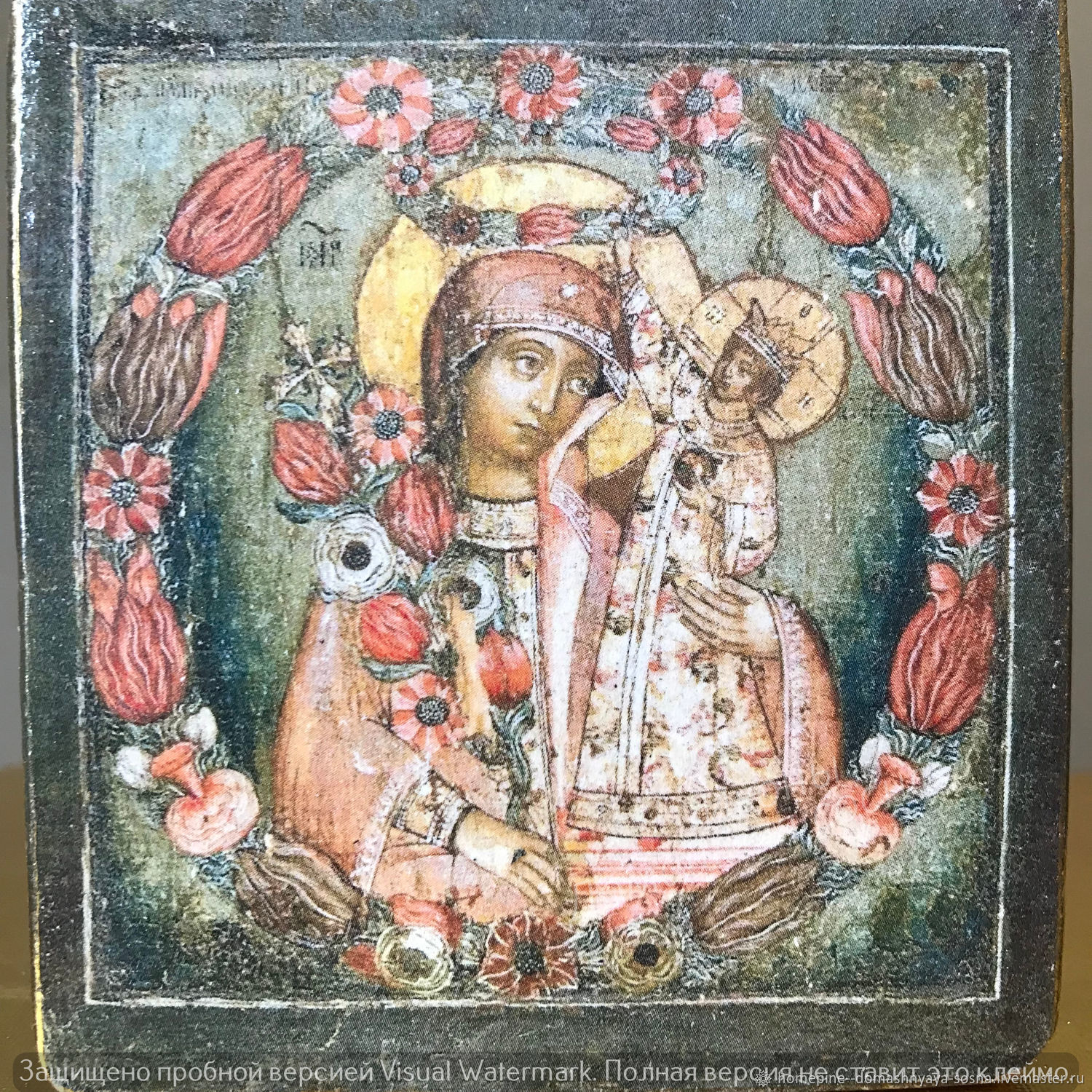Икона Неувядаемый Цвет Богородица дерево семейная подарок модерн икона ...