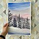 Frosty snowy morning painting landscape watercolor. Pictures. marselart. Online shopping on My Livemaster.  Фото №2
