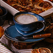 Посуда handmade. Livemaster - original item teacups: Large mug Anduin 450 ml and saucer series Sky Valinora. Handmade.