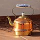 Медный чайник с фарфоровой ручкой, юбочкой и штампом, Элементы интерьера, Москва,  Фото №1