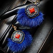 Украшения handmade. Livemaster - original item Mink blue Earrings with coral 