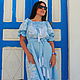 Embroidered Blue Dress,Vyshyvanka Dress, Gypsy Dress, Dresses, Sevastopol,  Фото №1