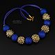 Golden Blue Beads (759) designer jewelry, Beads2, Salavat,  Фото №1