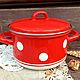 Винтаж: "Горошинка". Эмалированная кастрюля. Югославия/СССР. Кухонная утварь винтажная. Мария Ретро-Магия 2. Интернет-магазин Ярмарка Мастеров.  Фото №2