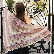 Аксессуары handmade. Livemaster - original item Openwork knitted shawl spokes Tenderness. Handmade.
