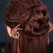 Украшения handmade. Livemaster - original item Hairpins with chalcedony copper