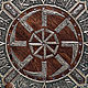 'Kolovrat' oberezhnoe talisman-panel in Slavic style for men (exclusive author's panel made of wood with imitation of old silver and coinage)
