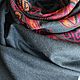 Палантин Kullu shawls серый графит с орнаментом. Палантины. Himalaya land. Интернет-магазин Ярмарка Мастеров.  Фото №2