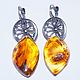 Amber earrings with inclusions (mosquito and spider), Earrings, Belokuriha,  Фото №1