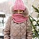Шапка женская вязаная, объемная, с отворотом цвета пыльная роза. Шапки. Knitting_larka. Ярмарка Мастеров.  Фото №4