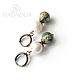 Earrings with rhyolite and pearls ' Eostra', Earrings, Moscow,  Фото №1