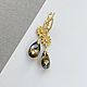 Earrings-flowers with Swarovski gold. Earrings. DiliZ Handmade. My Livemaster. Фото №4