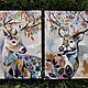 Зимние олени, принты на холстах с золочением, Картины, Москва,  Фото №1