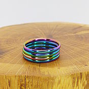 Украшения handmade. Livemaster - original item 21.5 R. Thin steel ring titanium oxide Rainbow. Handmade.