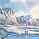 Painting of the mountain 'Norwegian fjords' watercolor, Pictures, Moscow,  Фото №1