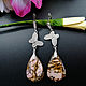 Large silver earrings with rhodonite ' Butterflies', Earrings, Voronezh,  Фото №1