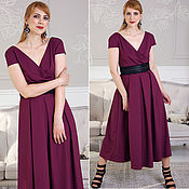 Одежда handmade. Livemaster - original item Burgundy Maxi dress, long Marsala dress with a full skirt, cleavage. Handmade.