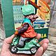 Ватная елочная игрушка. Девочка на мопеде. Елочные игрушки. Алёна Молчанова. Ярмарка Мастеров.  Фото №5
