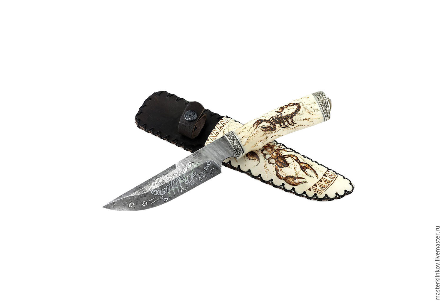 Нож Скорпион дамасская сталь