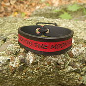 Украшения handmade. Livemaster - original item Leather bracelet engraved with Love you to the moon and back. Handmade.