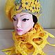 Yellow felted set - beret and scarf mesh, Headwear Sets, Votkinsk,  Фото №1