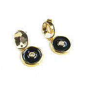 Украшения handmade. Livemaster - original item Earrings with pendants, black enamel earrings,circle earrings. Handmade.