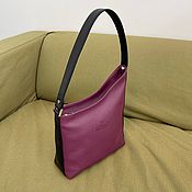 Сумки и аксессуары handmade. Livemaster - original item Asymmetric genuine leather bag in fuchsia black. Handmade.
