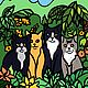 Коты среди растений Раскраска шаблон для печати, Шаблоны для печати, Астрахань,  Фото №1