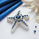 Order Brooch-pin: Starfish color Royal blue with white. SilkArt Tatyana. Livemaster. . Brooches Фото №3