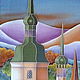 Шарф-батик "Городок-2. Балтия". Шарфы. Шашкина Ирина (Shiva). Интернет-магазин Ярмарка Мастеров.  Фото №2