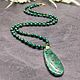 Long sautoire with pendant natural stone malachite. Necklace. naturalkavni. Online shopping on My Livemaster.  Фото №2