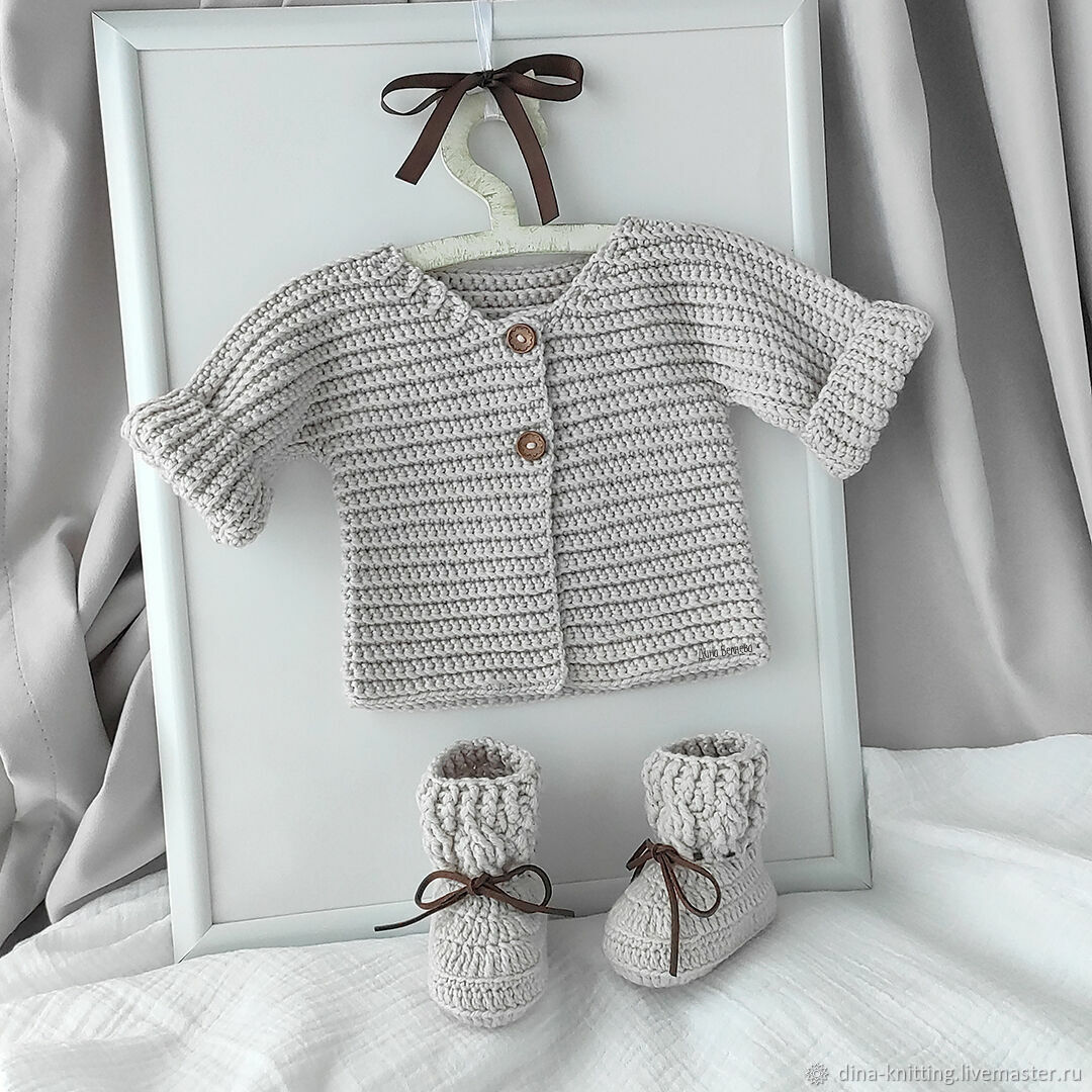Set for newborn. The jacket and booties, Gift for newborn, Cheboksary,  Фото №1