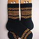 RussianSocks Черные носки вязаные жёлтый золотой узор. Носки. RussianSocks ВЯЗАНЫЕ НОСКИ ВАРЕЖКИ. Интернет-магазин Ярмарка Мастеров.  Фото №2