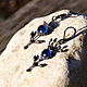 Asymmetric earrings with blue glass, blue flower earrings, Earrings, Minsk,  Фото №1
