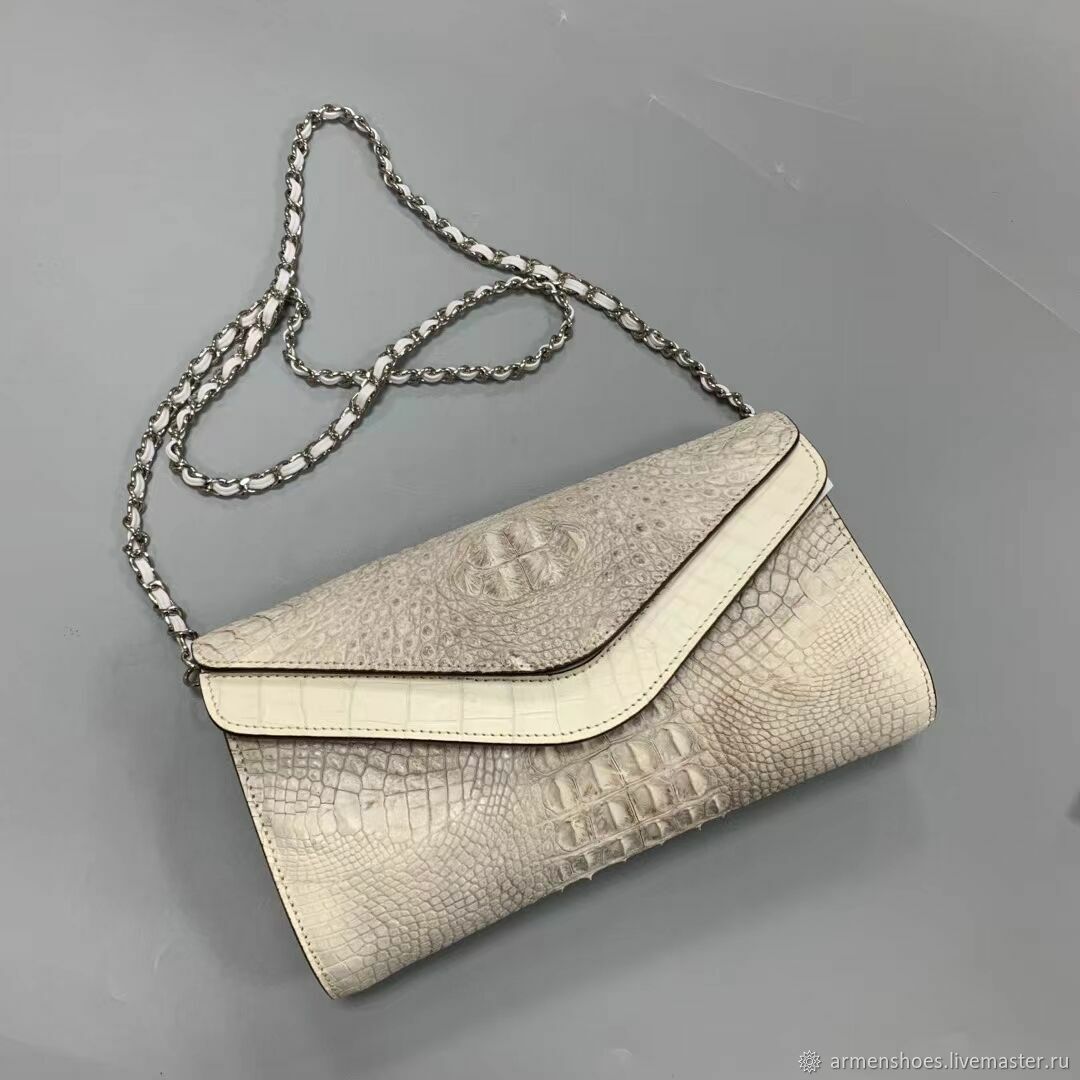 Handbag - clutch made of natural embossed crocodile skin!, Clutches, Tosno,  Фото №1