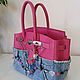 Джинсовая кожаная сумка в стиле Birkin 30. My Handmade. Классическая сумка. Magic denim in art. Ярмарка Мастеров.  Фото №4