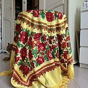 Винтаж handmade. Livemaster - original item Vintage silk tablecloth ROSES OF the USSR bright vintage silk. Handmade.