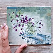 Картины и панно handmade. Livemaster - original item Painting flowers delicate lobelia. Handmade.