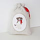 Linen bag with embroidery `Puppy` `Sulkin house` embroidery workshop
